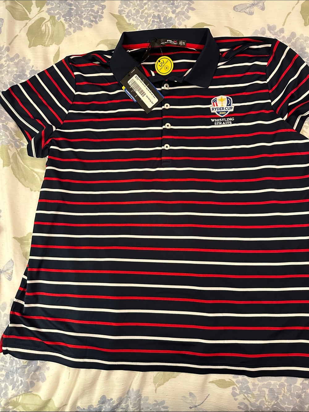 Ralph Lauren Navy, Red & White Striped Polo - Ryder Cup Patch